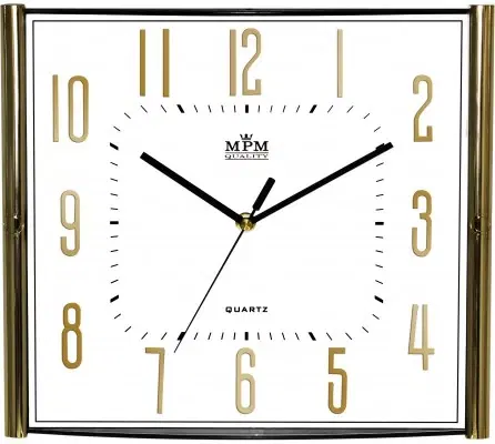 Hodiny Nástenné hodiny MPM, 3175.8000 - zlatá/biela, 33cm