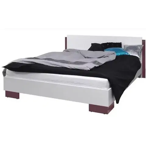 Dvojlôžkové postele Posteľ lux biela/fialová