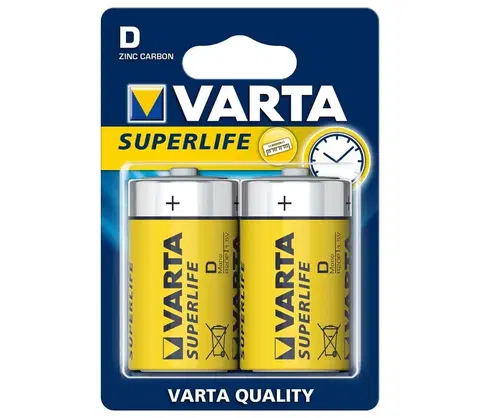 Predlžovacie káble VARTA Varta 2020 - 2 ks Zinkouhlíková batéria SUPERLIFE D 1,5V 