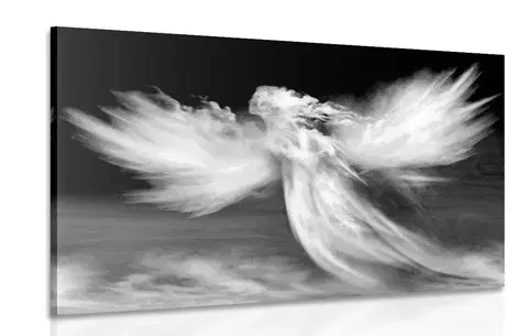 Čiernobiele obrazy Obraz podoba anjela v oblakoch v čiernobielom prevedení