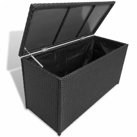 Záhradné úložné boxy Záhradný úložný box polyratan Dekorhome Čierna