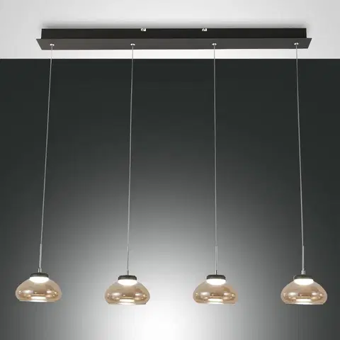 Závesné svietidlá Fabas Luce Závesná lampa Arabella 4-plameňové v sérii jantár