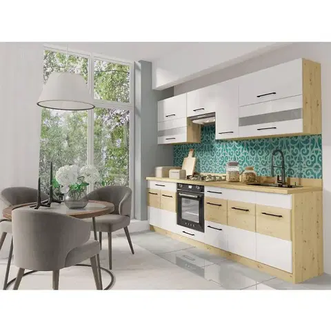Modulový kuchynský nábytok Kuchynská linka Infinity 260 C Plus s pracovná doska white artisan
