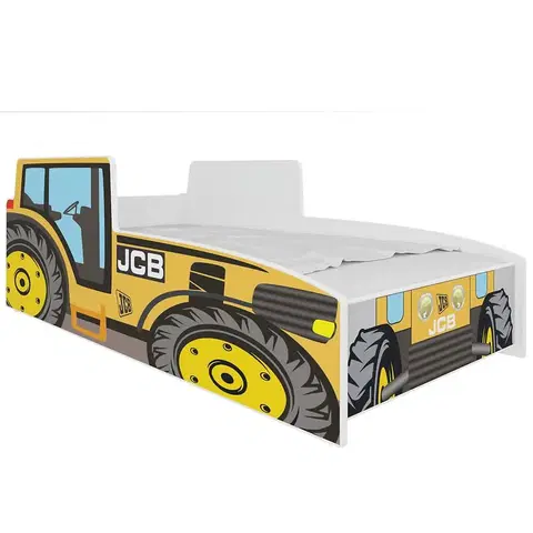 Jednolôžkové postele Detská Posteľ  Traktor 140 žltý + Matrac a Rošt