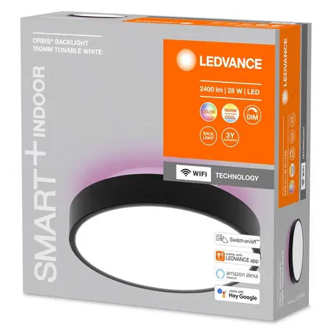 SmartHome stropné svietidlá LEDVANCE SMART+ LEDVANCE SMART+ WiFi Orbis Backlight čierna Ø35 cm