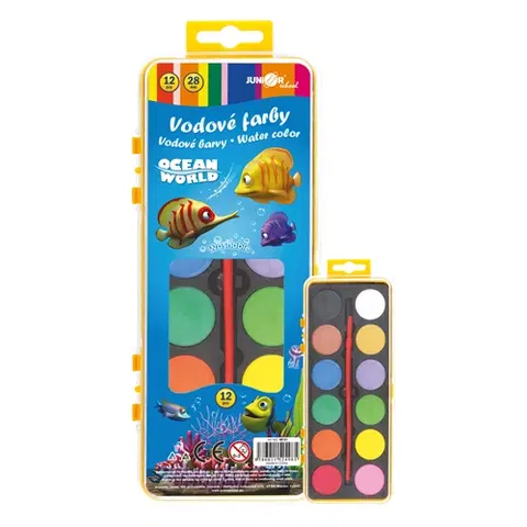 Hračky JUNIOR - Farby vodové Ocean World - 12 farieb/28 mm