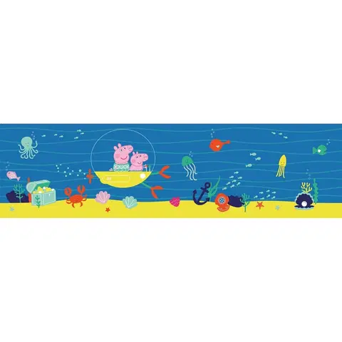 Tapety Samolepiaca bordúra Peppa Pig Sea, 500 x 9,7 cm