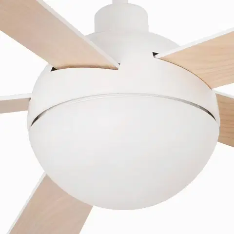 Stropné ventilátory so svetlom FARO BARCELONA Stropný ventilátor Izaro LED svietidlo biela/javor
