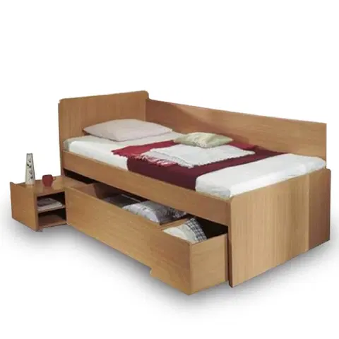 Postele KONDELA Oto 90 jednolôžková posteľ s úložným priestorom buk