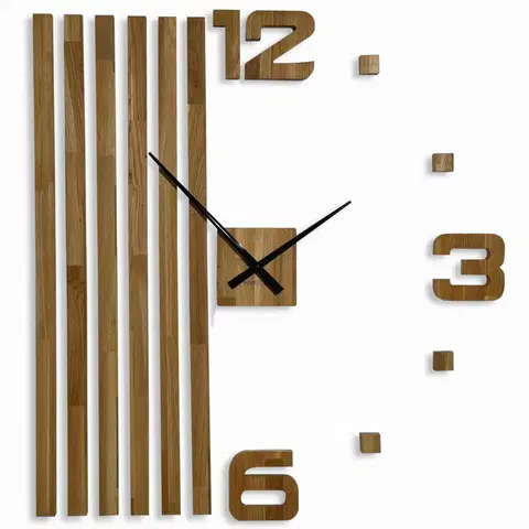 Hodiny Drevené dubové nástenné hodiny Lamele 100cm FlexiStyle z230d-2