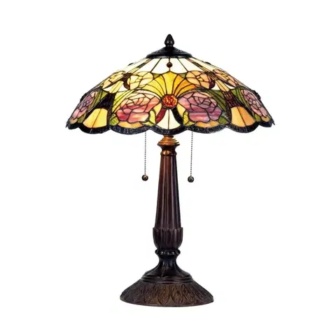 Stolové lampy Clayre&Eef Kvetinová stolná lampa Rose, v štýle Tiffany