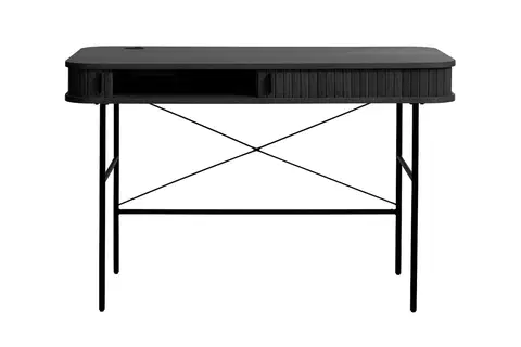 Písacie stoly Furniria Dizajnový písací stôl Vasiliy 120 cm čierny dub