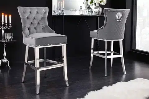 Barové stoličky LuxD Dizajnová barová stolička Queen Levia hlava sivá