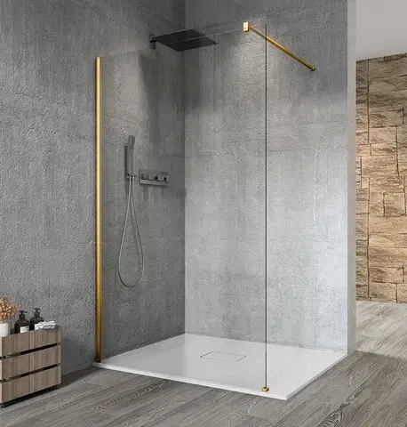 Sprchové dvere GELCO - VARIO GOLD MATT jednodielna sprchová zástena na inštaláciu k stene, číre sklo, 1300  GX1213-01