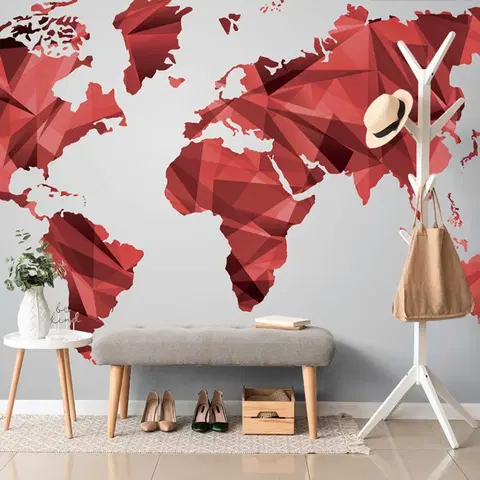 Samolepiace tapety Samolepiaca tapeta červená mapa sveta vo vektorovej grafike