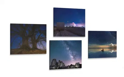 Zostavy obrazov Set obrazov tajomná nočná príroda