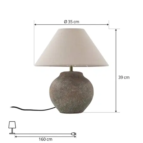 Lampy na nočný stolík Lucande Stolná lampa Lucande Thalorin, výška 39 cm, keramika