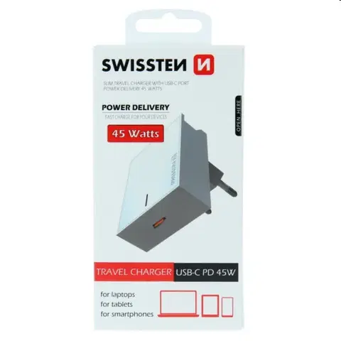 Nabíjačky pre mobilné telefóny Rýchlonabíjačka Swissten Power Delivery 3.0 pre Apple s USB-C, 45 W, biela 22050400