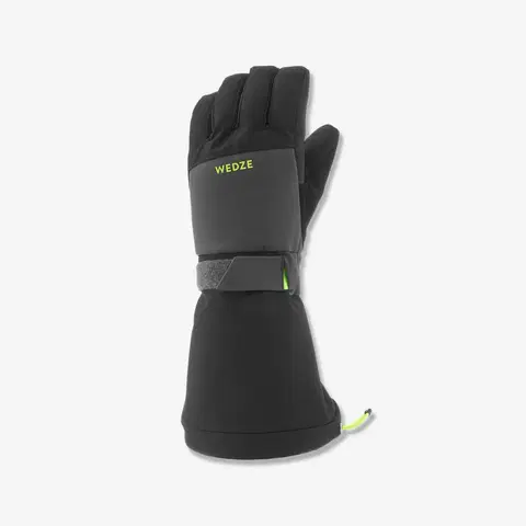 rukavice Hrejivé a nepremokavé detské rukavice 550 na zjazdové lyžovanie čierno-sivé
