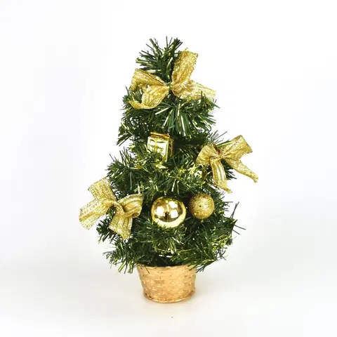 Vianočné dekorácie Vianočný stromček zdobený Lisa zlatá, 30 cm