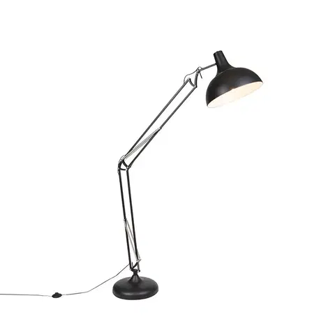 Stojace lampy Priemyselná stojaca lampa čierna nastaviteľná - Hobby