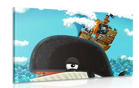 Detské obrazy Obraz pirátska loď na veľrybe