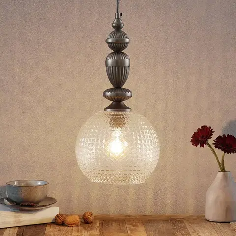 Závesné svietidlá Viokef Talisa – závesná lampa so skleneným tienidlom