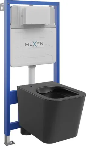 Kúpeľňa MEXEN/S - WC predstenová inštalačná sada Fenix Slim s misou WC Teo, čierna mat 6103385XX85
