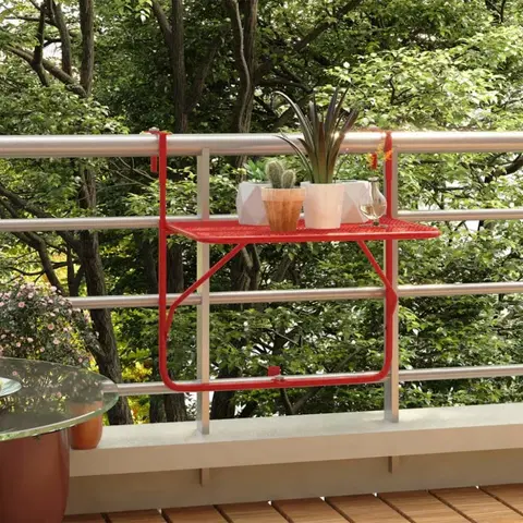Záhrada Závesný balkónový stolík Dekorhome Červená