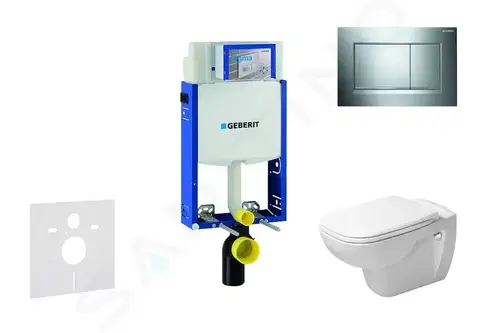 Záchody GEBERIT - Kombifix Modul na závesné WC s tlačidlom Sigma30, lesklý chróm/chróm mat + Duravit D-Code - WC a doska, Rimless, SoftClose 110.302.00.5 NH6