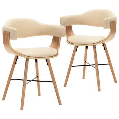 Jedálenské stoličky a kreslá Jedálenská stolička 2 ks ohýbané drevo / umelá koža Dekorhome Krémová / svetlohnedá