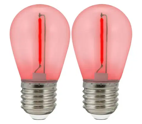 LED osvetlenie  SADA 2x LED Žiarovka PARTY E27/0,3W/36V červená 