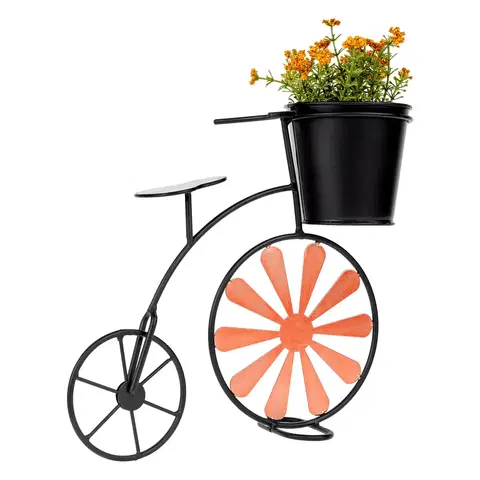 Kvetináče a truhlíky Retro kvetináč v tvare bicykla, bordová/čierna, SEMIL