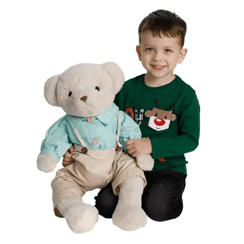 Plyšové hračky Plyšový medveď, smotanová/modrá, 65cm, MADEN BOY TYP2