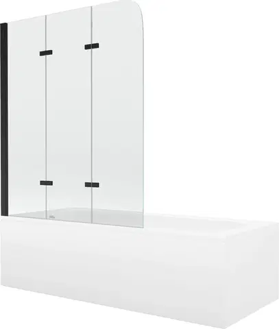 Sprchové dvere MEXEN/S - Vega obdĺžniková vaňa 150 x 70 cm s panelom + vaňová zástena 120 cm, transparent, čierna 550115070X9012037000
