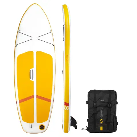 vodné športy Nafukovací skladný paddleboard Compact S pre začiatočníkov žlto-biely