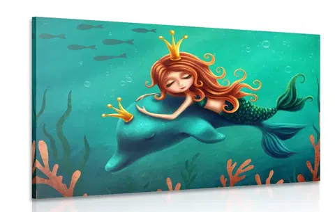 Detské obrazy Obraz morská víla s delfínom