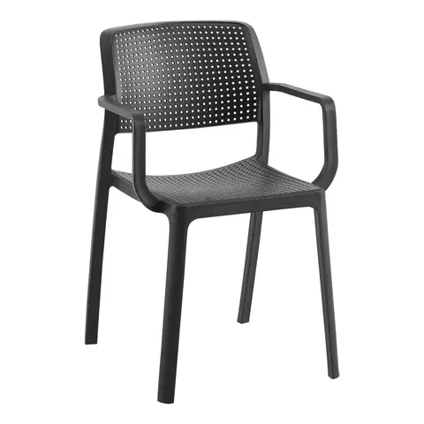 Záhradné stoličky a kreslá Stohovateľná stolička, čierna, DENTON