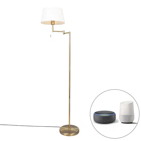 Stojace lampy Elegantná klasická stojaca lampa bronzová s bielou vrátane WiFi A60 - Ladas Fix