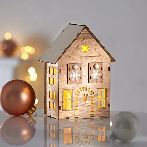 Drobné dekorácie a doplnky LED drevený domček