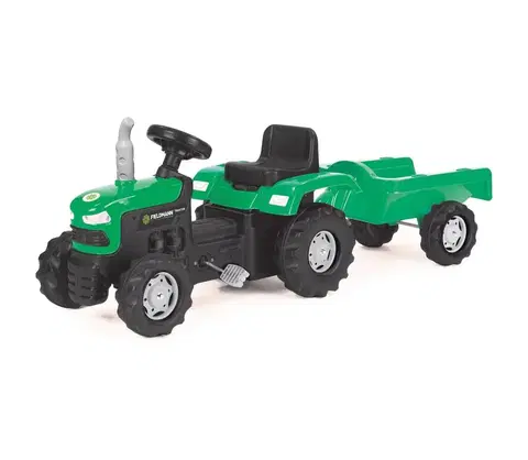 Odrážadlá Buddy Toys Šľapací traktor s vozíkom čierna/zelená 