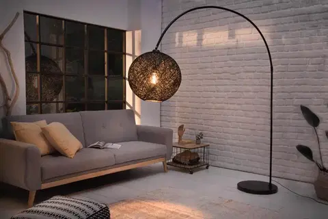 Stojace lampy LuxD 24902 Dizajnová stojanová lampa Omari 205 čierna Stojanové svietidlo