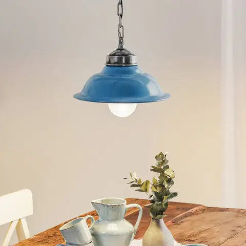 Závesné svietidlá K.S. Verlichting Modré retro závesné svetlo Porto Fino