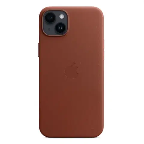 Puzdrá na mobilné telefóny Kožený zadný kryt pre Apple iPhone 14 Plus s MagSafe, tehlovo hnedá MPPD3ZMA