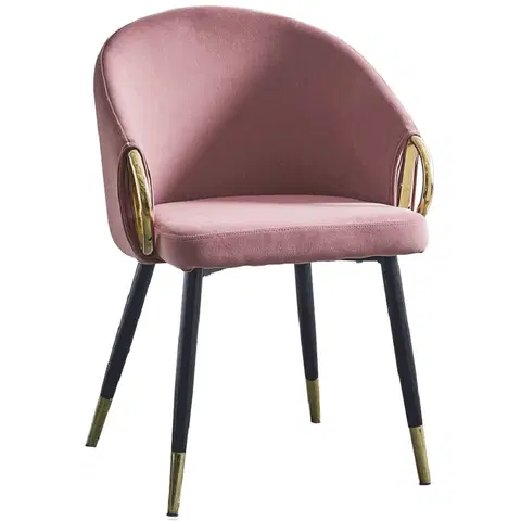 Jedálenské stoličky KONDELA Donko jedálenské kreslo ružová (Velvet) / zlatá