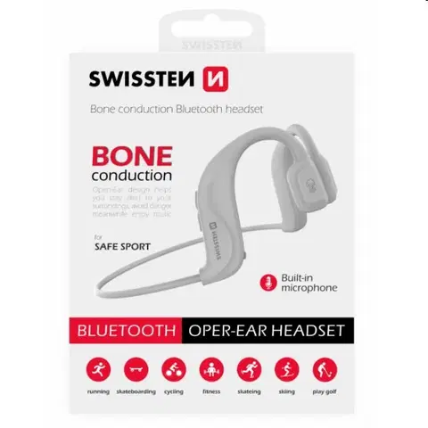 Slúchadlá Swissten Bluetooth slúchadlá Bone Conduction, biele