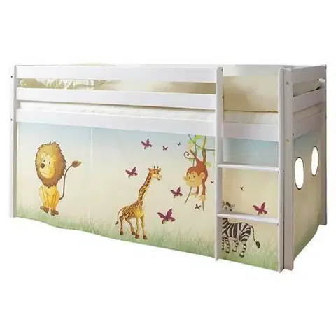 Vyvýšené detské postele Posteľ S Priestorom Na Hru Malte Záves Safari