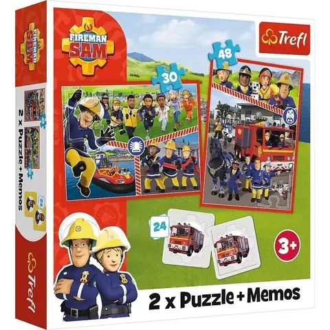 Hračky puzzle TREFL - Puzzle 2v1 + pexeso - Tím požiarnika Sama / Prism A&D Fireman Sam