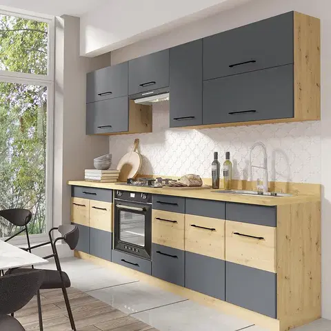 Sivý kuchynský nábytok Kuchyňská Linka Infinity 260 C Plus s doskou grey