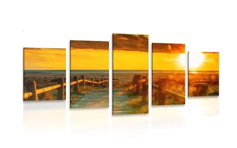 Obrazy prírody a krajiny 5-dielny obraz nádherný západ slnka